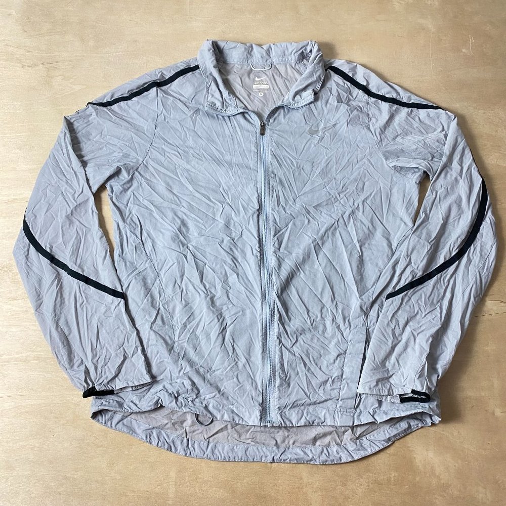 Nike Grey Lightweight Thin Zip-up Adjustable Waist 100% Nylon Jacket Women's M